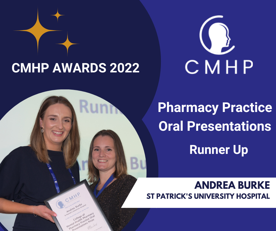 Awards graphic for pharmacy practice oral presentation - Andrea Burke